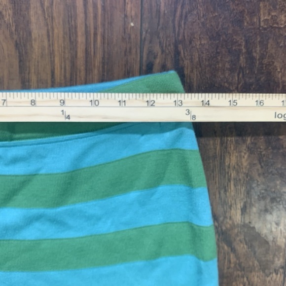 Les Copains Knit Skirt 42-US 6 Green Blue Striped Pencil Wool Blend Made Italy - Picture 9 of 11